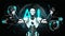 AI Artificial intelligence in humanoid with 3d world hologram interface. vector illustration.