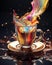 AI creates colorful, colorful images and drinks.A cup of liquid is filled with colorful