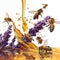 AI creates image of bees sucking nectar from lavender flower stamens