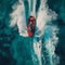 AI creates images of aerial shot of a fast speedboat driving