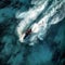 AI creates images of aerial shot of a fast speedboat driving
