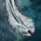 AI creates images of aerial shot of a fast speedboat driving