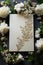 AI creates images, Capturing the beauty of blossoms overhead product photography of horizontal blank paper,
