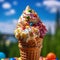 AI creates images, ice cream, desserts Colorful set of ice cream
