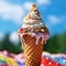 AI creates images, ice cream, desserts Colorful set of ice cream