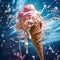 AI creates images, ice cream, desserts Colorful set of ice cream,