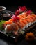 AI creates images, Japanese food, raw fish sushi