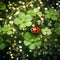 AI creates images of ladybugs sitting on flower stamens and Clover leaves.