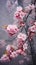 AI creates sharp images of beautiful pink cherry blossoms, dew drops,