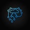 AI Cyberbrain blue outline icon - vector thin line symbol