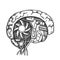 Ai Cyberntic Brain Side View Monochrome Vector