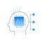AI data analysis icon, Machine learning data symbol, Big data and AI icon, Data-driven AI symbol.