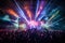 AI-driven light displays amplifying the ambiance people crowd at a live concert