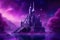 Ai enchanting fortress stands tall in a surreal cosmic landscape with purple castle