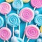 AI Fantasy Colorful lollipops on cotton candy pink illustration