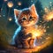 AI generate Brown kitten in warm light