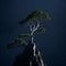 AI generate tree perched atop a rocky cliff