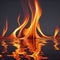 AI generated abstract image of flames of fire in a pool of water