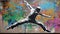 AI Generated. AI Generative. Street art graffiti of dancing person music rhythm. Inspired by Banksy underground culture. Graphic