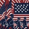 Ai generated American soldiers marching in front of a waving American flag