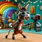AI generated animated image of a donkey wearing goggles and shaking his legs