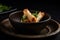 AI generated appetizing Lumpia in a dark green bowl