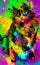 AI generated artistic illustration of a colorful cat