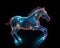 AI generated an artwork of a full-body horse in vivid colors in outer space.