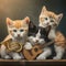 AI generated artwork of a group of kittens playing guitar and a trumpet