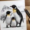 AI generated artwork of three penguins in a snowy landscape