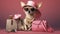 AI generated, Beautiful illustration of a cute adorable chihuahau dressed and acting like a shopping Queen. Glamorous clothing