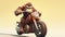 AI generated, Beautiful illustration of a tough looking monkey riding a motorcycle. Pixar style character.High speed motorbike