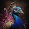 AI generated Beautiful peacock with colorful feathers on a dark background