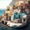 AI generated Beautiful view of the colorful houses on the island of Santorini