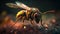 AI generated bee perched on a flat surface