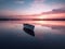 AI generated boat floating in sea during sunset