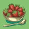 AI generated bowl of freshly-picked ripe strawberries