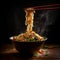 AI generated  bowl of steaming noodles