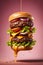 Ai generated burger is meticulously crafted, from the perfectly grilled patty to the crisp lettuce