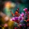 AI generated butterfly perching on a bright pink flower