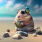 AI generated charming hamster holding weed in beach
