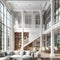 Ai Generated classic modern industrial room interior design, white room interior design with furniture and wooden accents