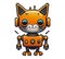 AI GENERATED CLIP ART robot cat gold against white background