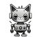 AI GENERATED CLIP ART robot cat silver against white background