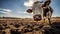 AI-Generated Close-Up of a Cow in a Dry Field, Climate Change