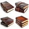 AI-generated collection of leather books isolated on white background. 3d render.