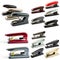 AI-generated collection of stapler isolated on white background.