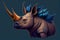 ai generated colorful image of a cool rhino, generative ai artwork for logos