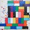 AI generated colourful blocks of dominos with splash of colours on a white background