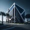 Ai generated a contemporary building surrounded by palm trees